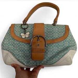 Coach Elegant Tan and Blue Women's Handbag #coach